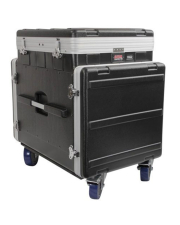 12U Top, 10U Side ATA Molded Pop-Up Console Rack Case w/ Casters
