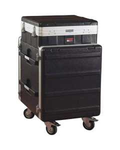 10U Top, 12U Side ATA Molded Pop-Up Console Rack Case w/ Casters