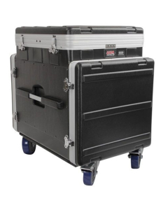 12U Top, 10U Side ATA Molded Pop-Up Console Rack Case w/ Casters