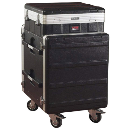 10U Top, 12U Side ATA Molded Pop-Up Console Rack Case w/ Casters