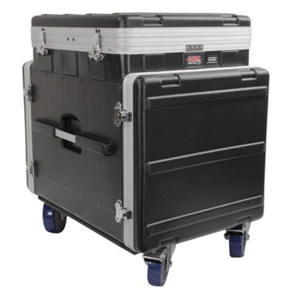 12U Top, 10U Side ATA Molded Pop-Up Console Rack Case w/ Casters