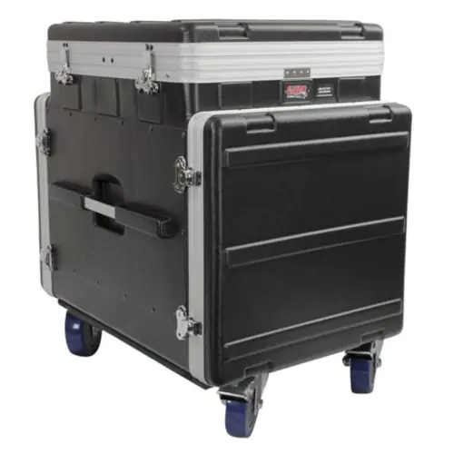 12U Top, 10U Side ATA Molded Pop-Up Console Rack Case w/ Casters
