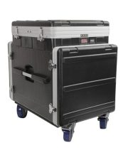 12U Top, 10U Side ATA Molded Pop-Up Console Rack Case w/ Casters