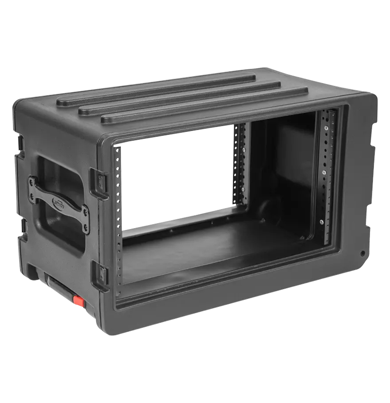 6U Roto Molded Shallow Rack Case with Wheels | SKB Shallow Rolling Racks