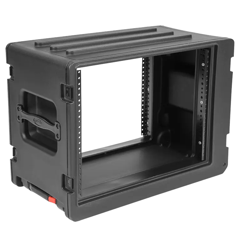 8U Roto Molded Shallow Rack Case with Wheels | SKB Shallow Rolling Racks